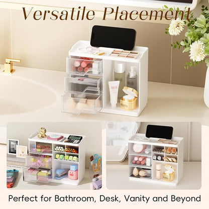 Small Makeup Organizer with Drawers, Stackable Bathroom Couneter Organizer with - Image 6