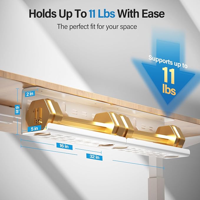 2 Pack Cable Management Under Desk White, Cinati 32" Large Cable Management Tray - Image 7