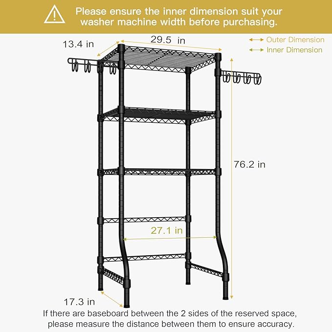 Ulif U8 Mini Laundry Room Storage Organizer, Over the Washer and Dryer Storage - Image 3