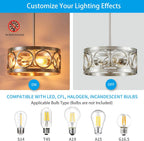 XINGQI Nickel Ceiling Light Adjustable Height Pendant Lighting Fixture 3-Light Metal Lamp 13" Rustic Round Lights for Dining Room Kitchen Bedroom Foyer Hallway