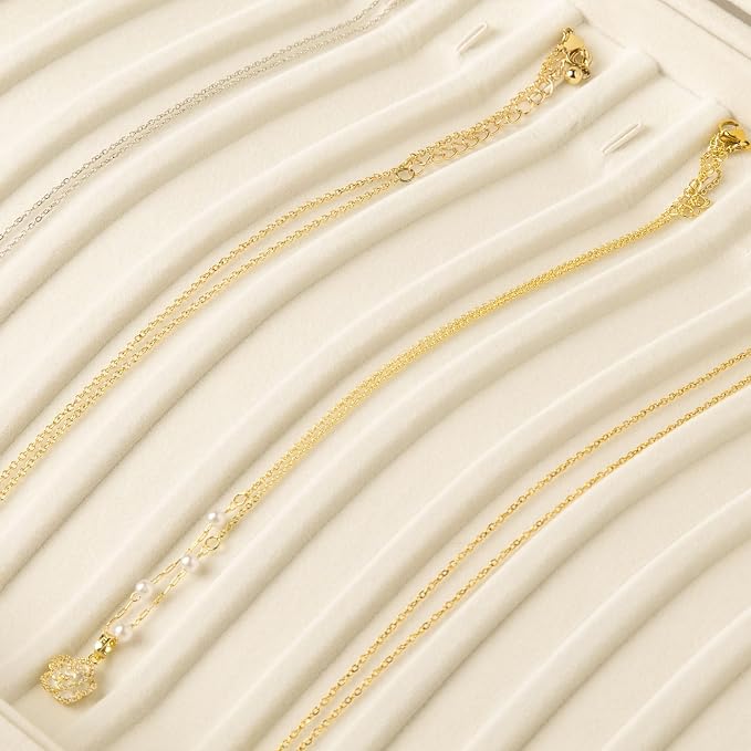 Frebeauty 15 Hooks Necklace Tray Velvet Neckalce Organizer - Image 6