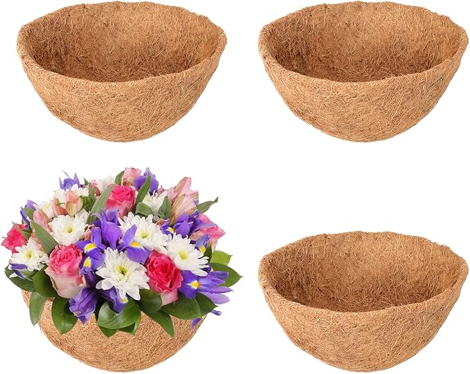 4 Pack 10 Inch Hanging Basket Coco Liners Replacement, 100% Natural Round by Legigo