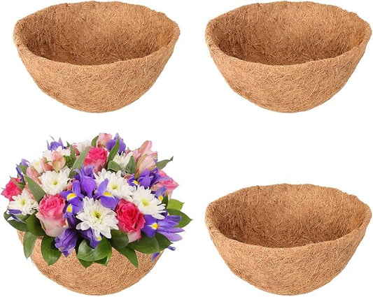 4 Pack 10 Inch Hanging Basket Coco Liners Replacement, 100% Natural Round by Legigo