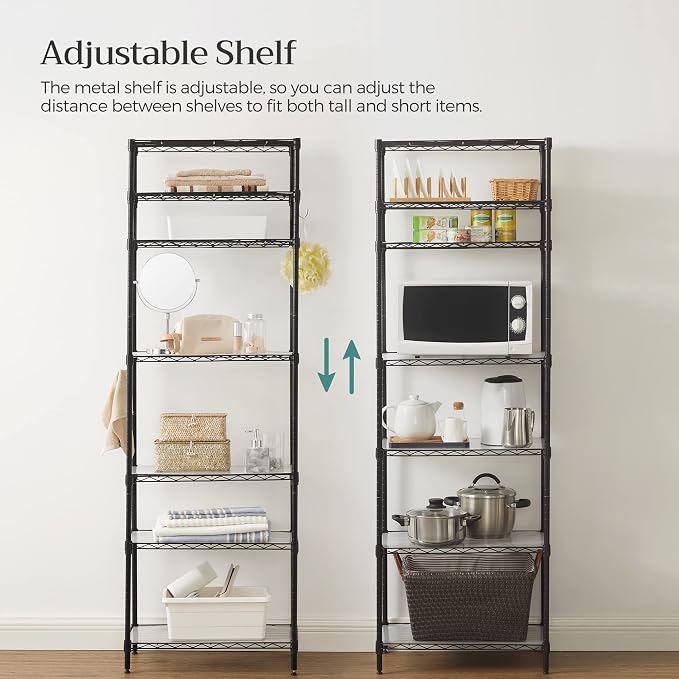SONGMICS 7-Tier Storage Shelves, Wire Shelving Unit, Kitchen Metal Shelves - Image 8