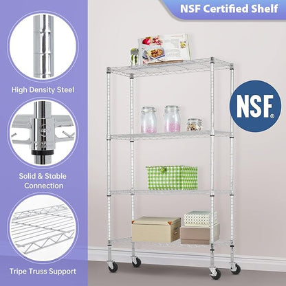 FDW 4-Tier Wire Shelving Storage Shelves Adjustable NSF Wire Shelf Heavy Duty - Image 5