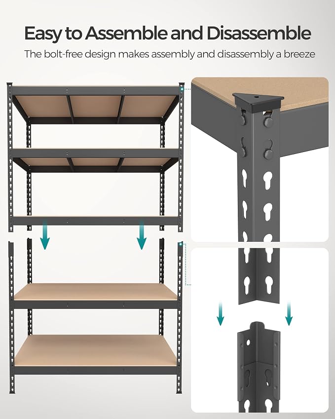 SONGMICS 5-Tier Storage Shelves, Load 2310 lb, Garage Storage, Boltless Assembly - Image 6
