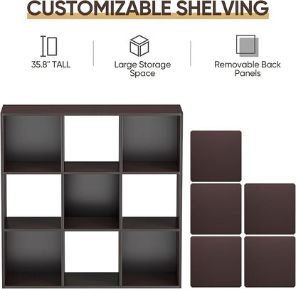 9 Cube Storage Organizer Wooden Display Storage Shelf W/5 Removable Back - Image 5