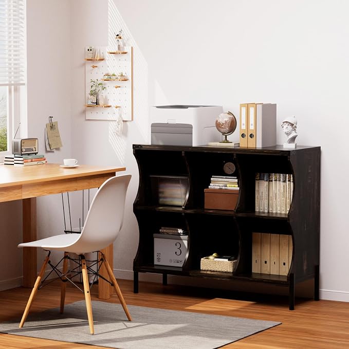 6 Cube Storage Shelf Organizer, Low Book Shelf Bookcase Entryway Table - Image 5