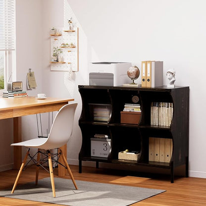 6 Cube Storage Shelf Organizer, Low Book Shelf Bookcase Entryway Table - Image 5