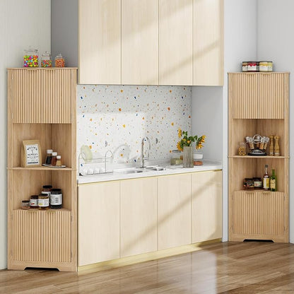 Vabches Corner Bathroom Cabinet, 64 Inch Tall Modern Fluted Corner Cabinet - Image 5