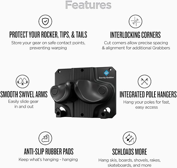 Gravity Grabber Ultimate Ski & Snowboard Wall Storage Rack - Image 4