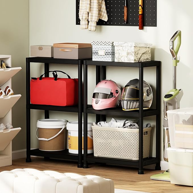 GIANTEX 3-Tier Heavy-Duty Plastic Storage Shelves | Freestanding Garage - Image 2