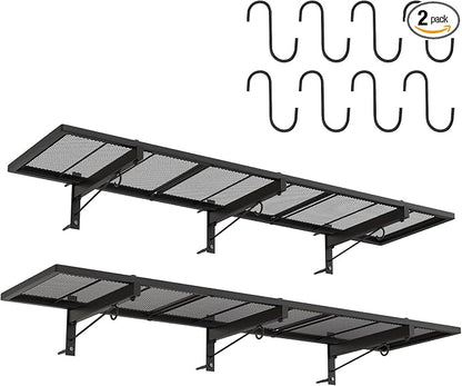 2 Pack Garage Wall Shelf, Heavy Duty Garage Shelving, Metal Hanging Storage Rack by Riciakik