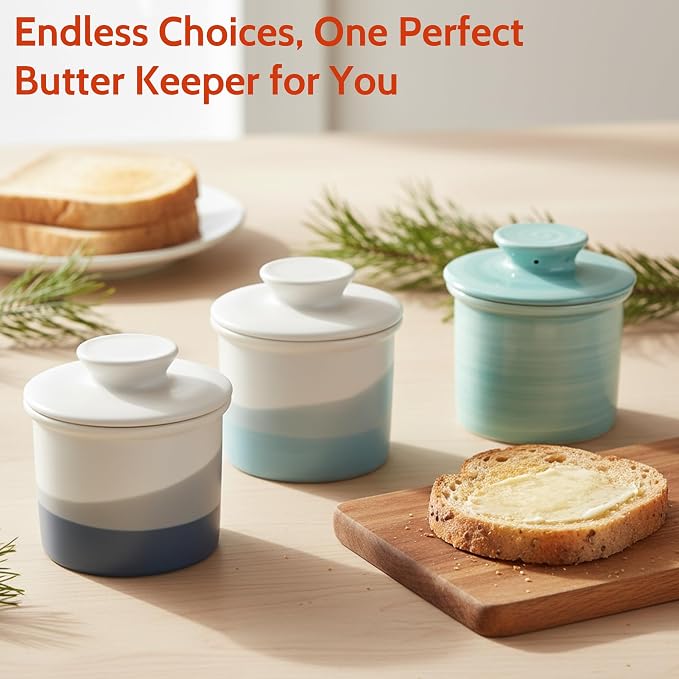 Sweese Light Blue French Butter Crock - Image 4