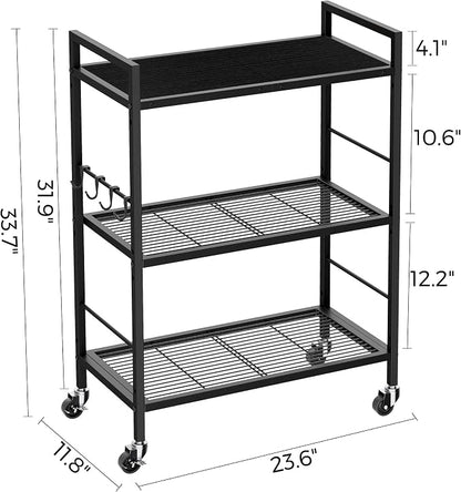 3-Tier Metal Storage Rack with Industrial Wheels, Mesh Shelving Unit with - Image 7