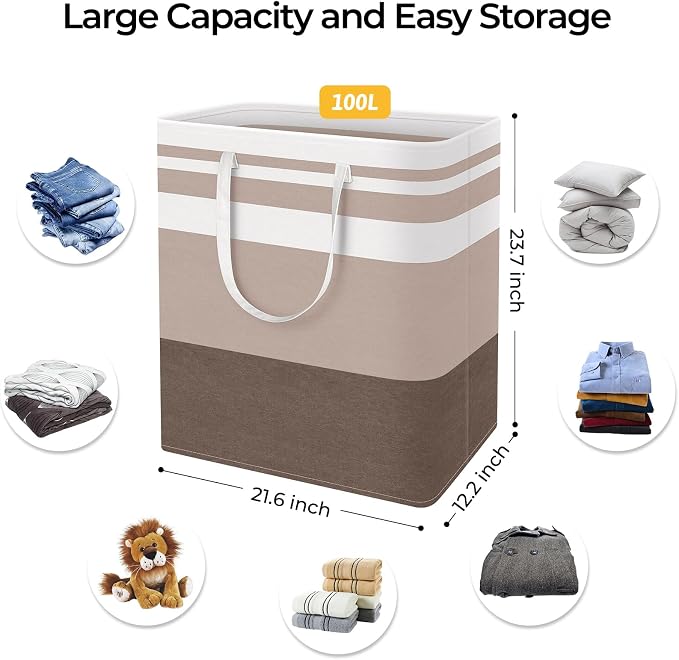 HomeHacks 2-Pack Large Laundry Basket, Waterproof, Freestanding Laundry Hamper - Image 4