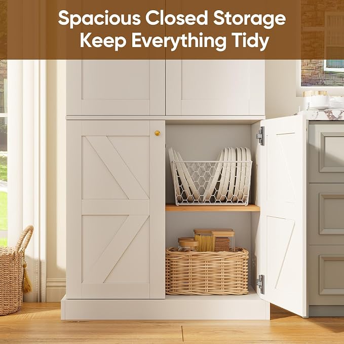 Vyre 70.8" Tall Farmhouse Kitchen Pantry Cabinet - Image 3