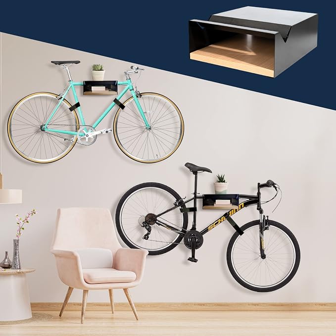 MOSHAY Bicycle Wall Mount S-Rack Bicycle Holder Aluminium Wood - Image 6
