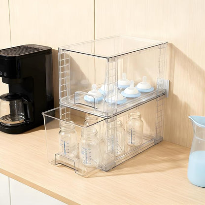 2 Pack Large Stackable Storage Drawers, Acrylic Bathroom Undersink Closet - Image 2