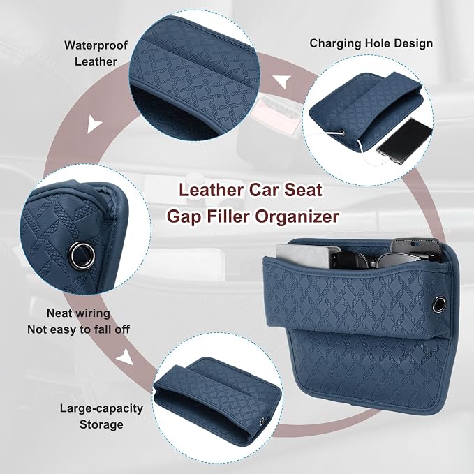 HARFINGTON 2pcs Car Seat Gap Filler Organizer 11.5 x 8 x 2.1 Inch Leather - Image 3
