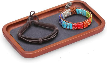Wooden Jewelry Display Tray Rounded Rectangle Ring Showcase Stackable Elegant by JewelryStorage