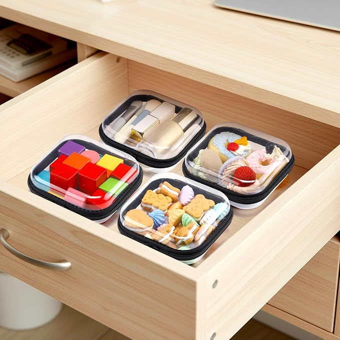 Sanwuta 6 Pcs Clear Hard Zipper Case Hard Plastic Zipper Pouches Transparent - Image 5