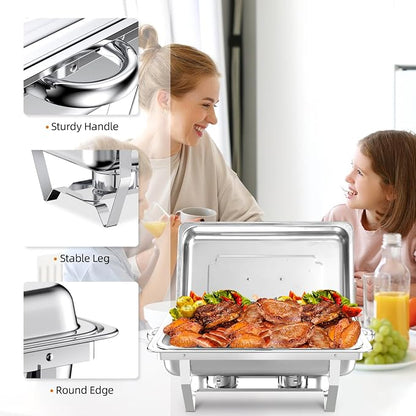 Chafing Dish Buffet Set, 8QT Stainless Steel Chafing Dishes - Image 4