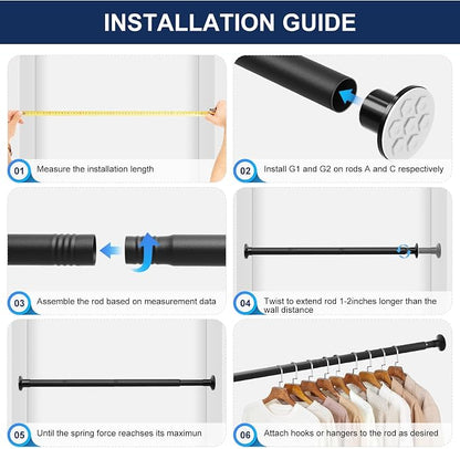 No Drilling Closet Rod, 27.5-82 Inches Hanging Closet Rod - Image 8