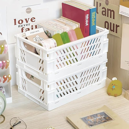 Pastel Plastic Storage Baskets 2 Pack, Collapsible Crates - Image 9