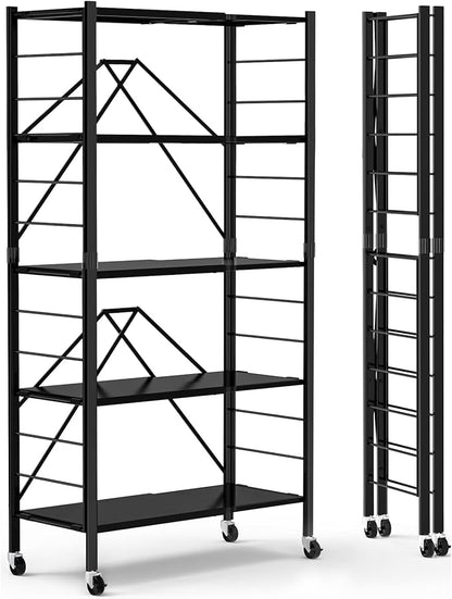 5 Tier Foldable Storage Shelves, Expandable Folding Shelving Units by Himix