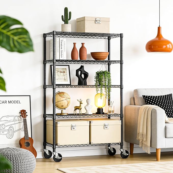 IZEUK 5-Tier Heavy Duty Metal Shelving Unit, Adjustable Steel Wire Storage Rack - Image 7