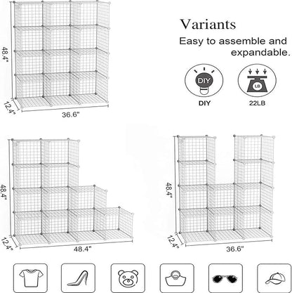 C&AHOME Wire Cube Storage, 12-Cube Storage Organizer Metal, C Grids Storage - Image 3