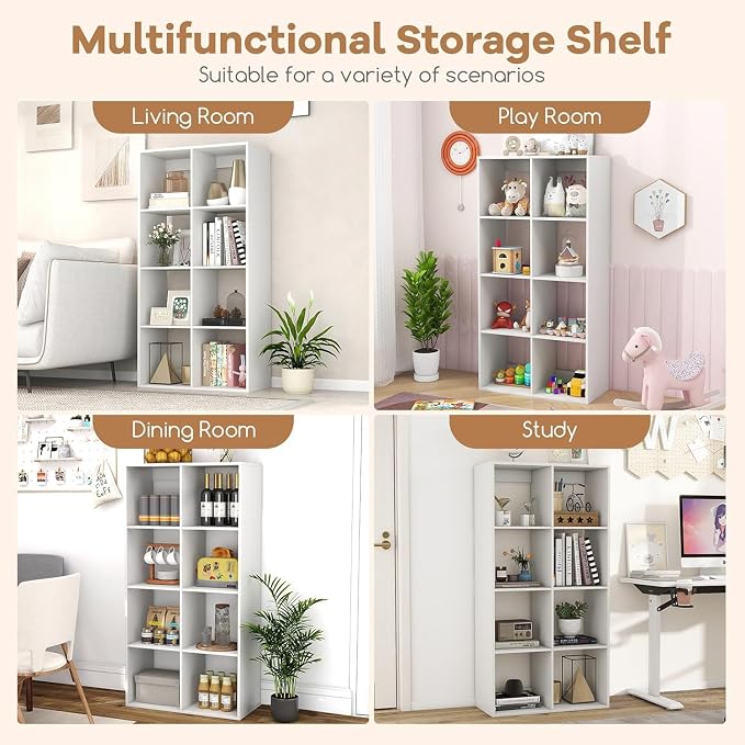 POWERSTONE 8 Cube Storage Organizer Set of 2, 4 Tier Cubby Bookshelf - Image 6