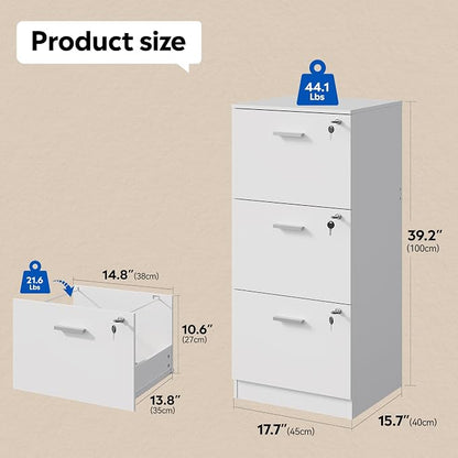 DEVAISE 3 Drawer Wood File Cabinet - Image 2