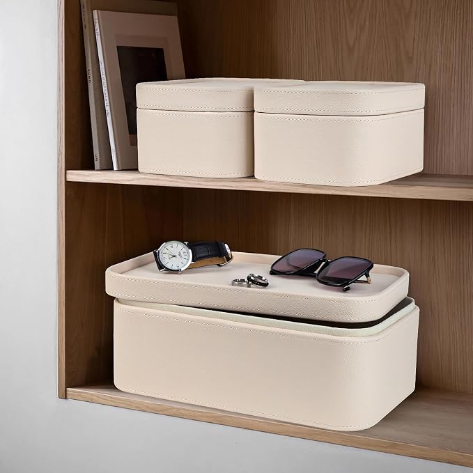 HofferRuffer Faux Leather Decorative Storage Boxes, Dust proof Storage Shelf - Image 6
