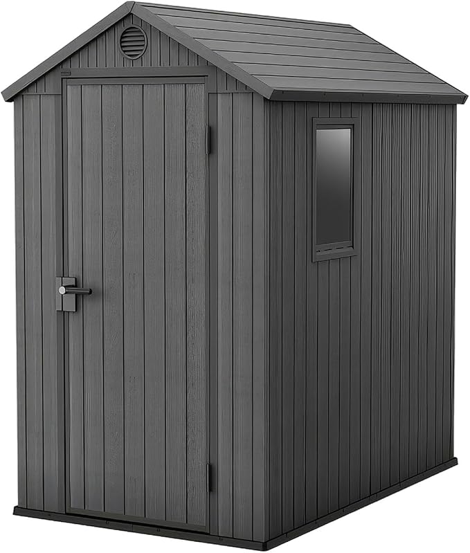Keter Darwin 4x6 Feet Outdoor Storage Shed, Graphite Gray – Lockable Resin by Unknown