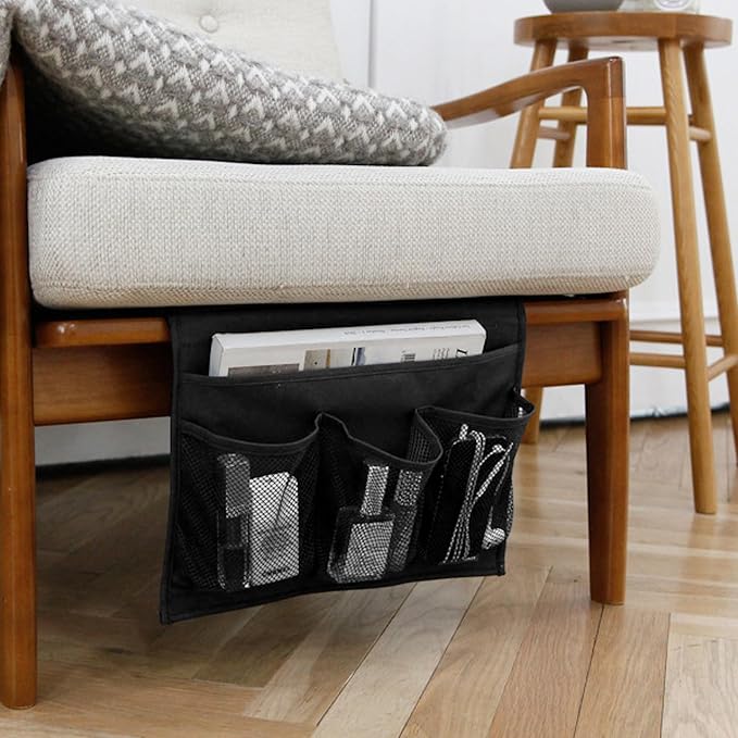 Bedside Storage Organizer with 4 Pockets, Bedside Caddy, Remote Control Holder - Image 6