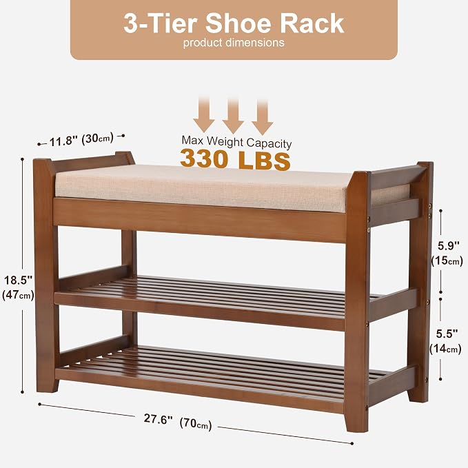 PETKABOO Shoe Rack Bench with Cushion, Shoe Rack - Image 2
