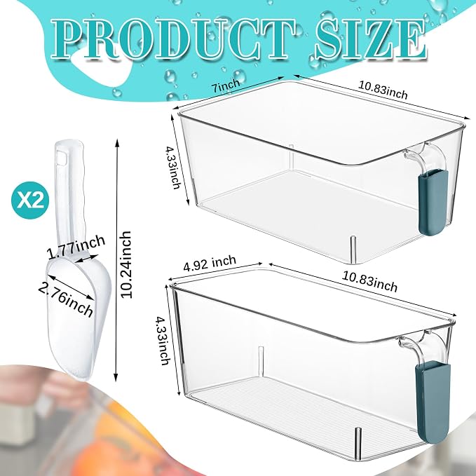Havawish Ice Storage Bin and Flexible Scoop Set Plastic Freezer Bin - Image 2