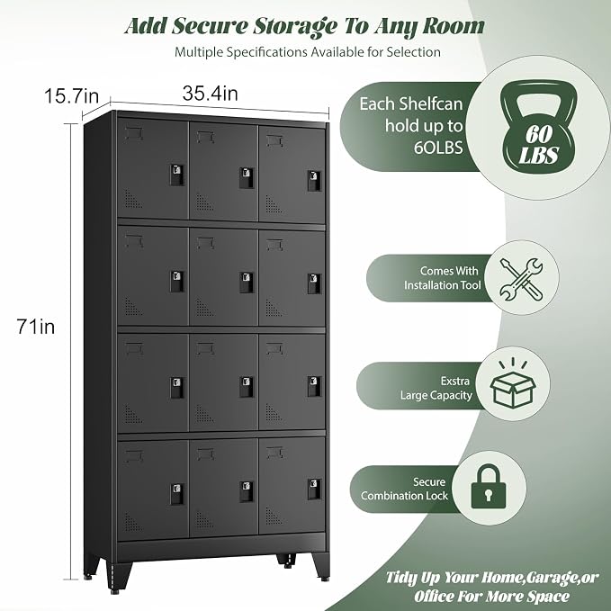 Metal Lockers for Employees-12 Doors Storage Locker - Image 3