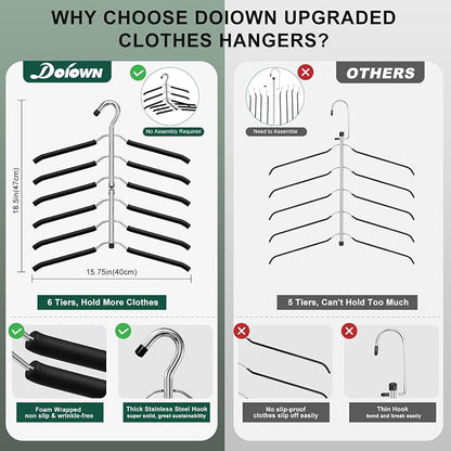 DOIOWN Clothes Hangers Space Saving: 6 Tier Coat Hanger Space Saving Hangers - Image 3