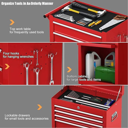 Goplus 6 Drawers Tool Chest, 2-in-1 Rolling Tool Box - Image 4