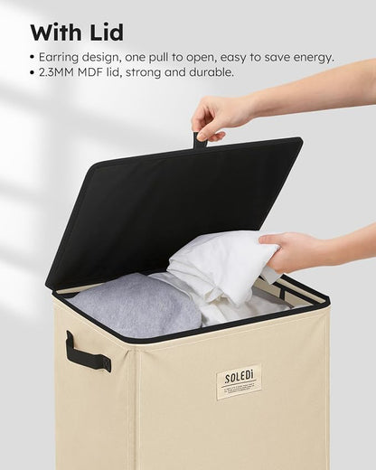 SOLEDI Laundry Hamper with Lid 100L Large & Tall Collapsible Laundry Basket - Image 5