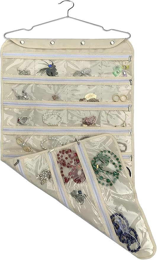 BB Brotrade Hanging Jewelry Organizer, Accessories Organizer, 56 Zipper Pocket by BB+Brotrade