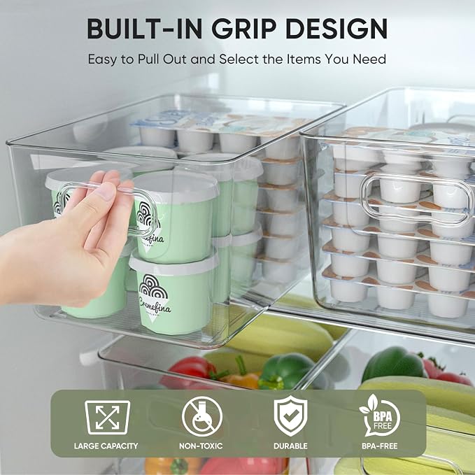 BALEINE Clear Plastic Storage Bins, Pantry Organization, BPA Free Stackable - Image 4
