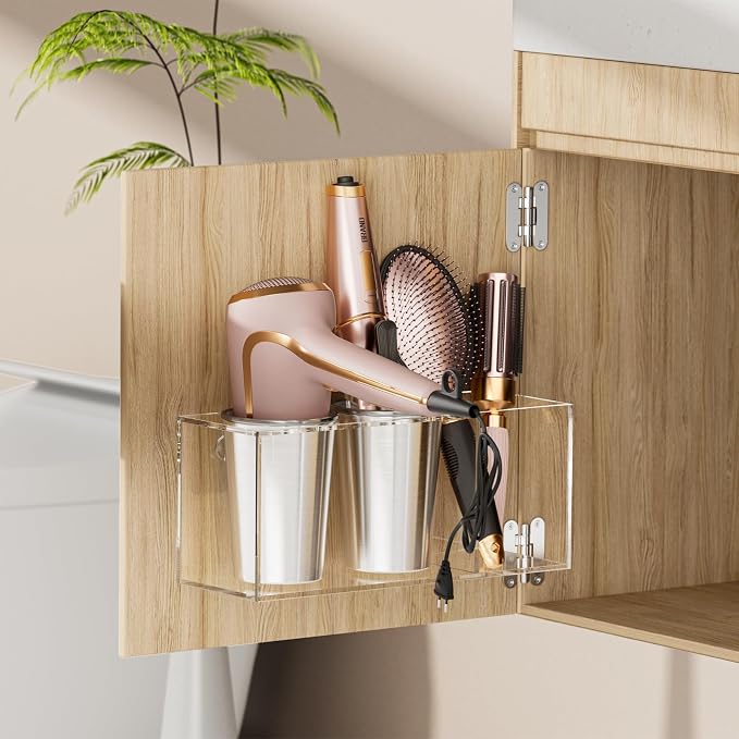 Hair Tool Organizer Acrylic: Hair Dryer Holder Wall Mount - Image 3