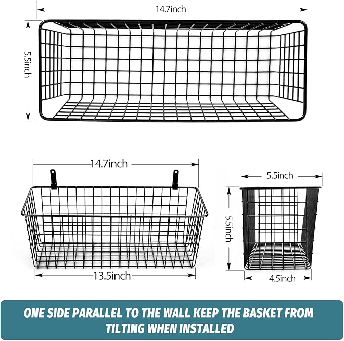 4 Set Hanging Wall Mount Storage Baskets - Image 4