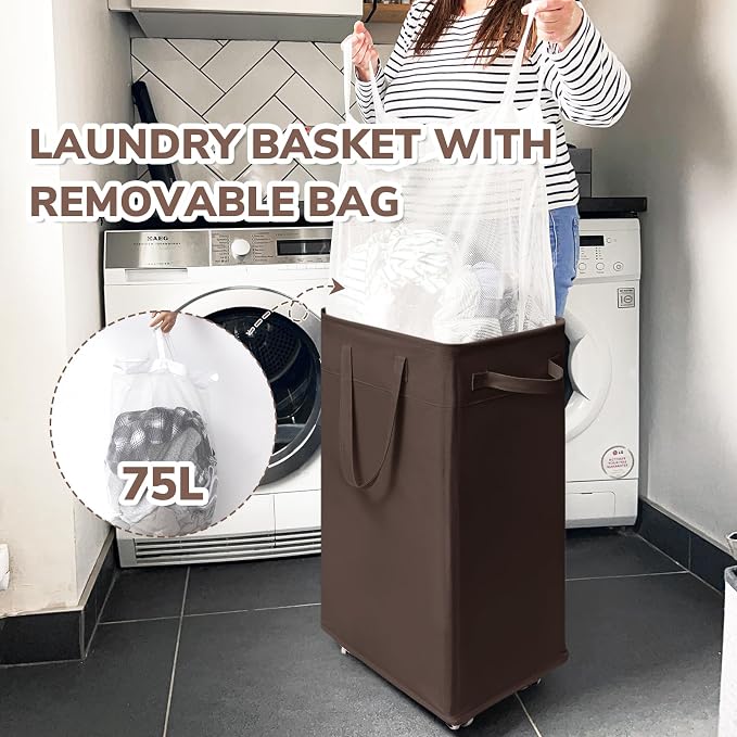 CHICVITA 75L Large Rolling Laundry Basket - Image 5
