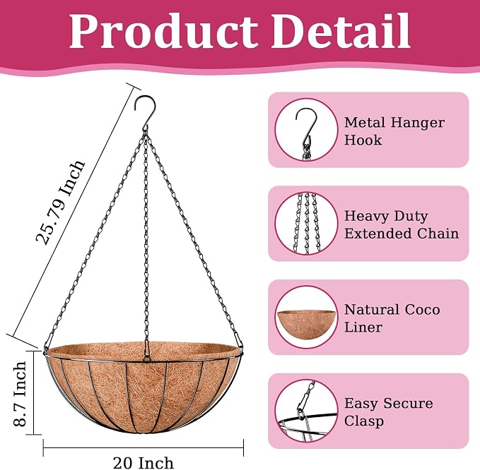 Halatool 20 Inch Large Hanging Baskets - Image 2