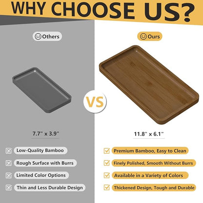 Weenson Bathroom Vanity Tray for Soap Dispenser, Dresser Jewelry, Bamboo - Image 6